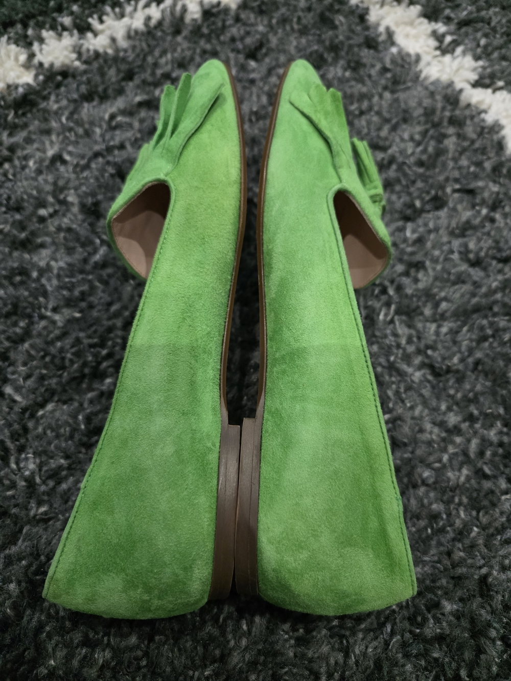 J. Crew Bright Green Suede Tassel Loafers Size 9 - Picture 7 of 9